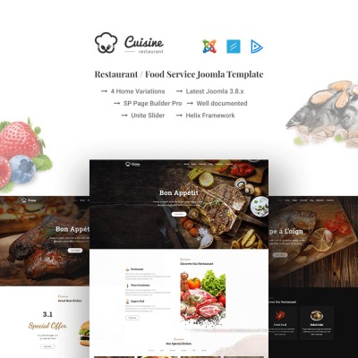 "Cuisine - Restaurant / Food Service" thème Joomla adaptatif #66965