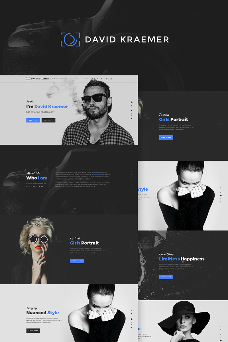 "David Kraemar - Photographer" - адаптивний WordPress шаблон №66972