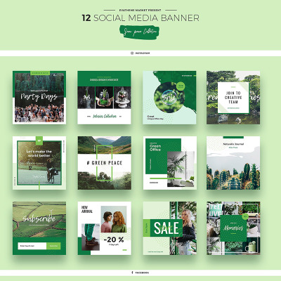 Green Peace Social Media Designs Premium PSD Template #66956