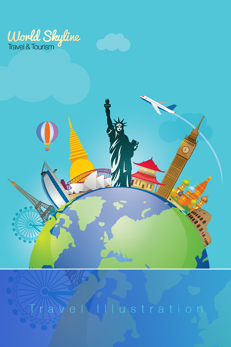 Ilustración "World Skyline Travel & Tourism With Globe" #66950 - captura de pantalla