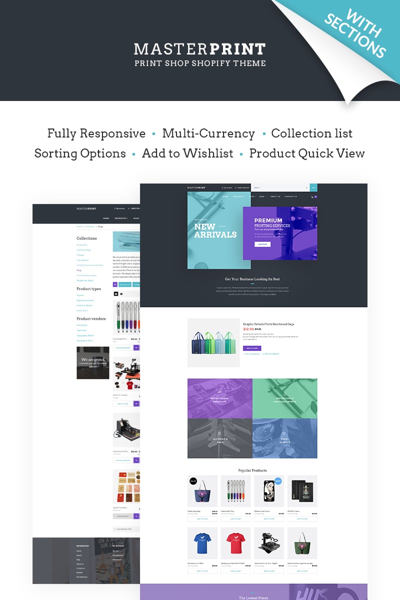 "Master Print - Print Shop Shopify Theme" Responsive Shopify Thema №66989