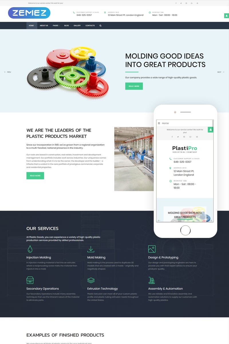 Reszponzív PlastiPro - Industrial Responsive Joomla sablon 66905