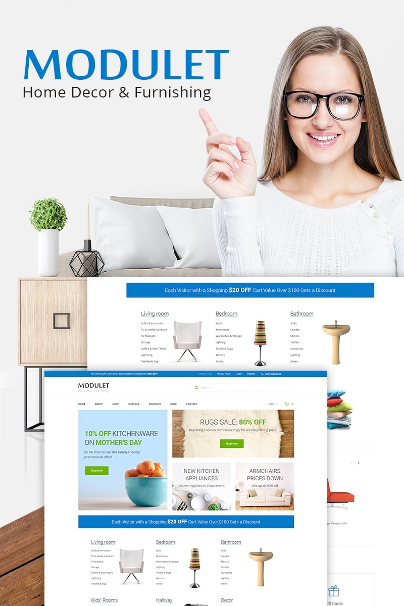 WooCommerce Theme namens "Modulet Home Decor & Furnishing Template" #66974 - Screenshot