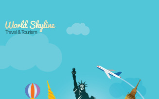 World Skyline Travel & Tourism With Globe - Illustration
