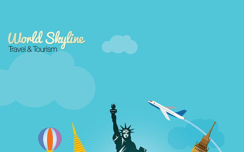World Skyline Travel & Tourism With Globe - Illustration