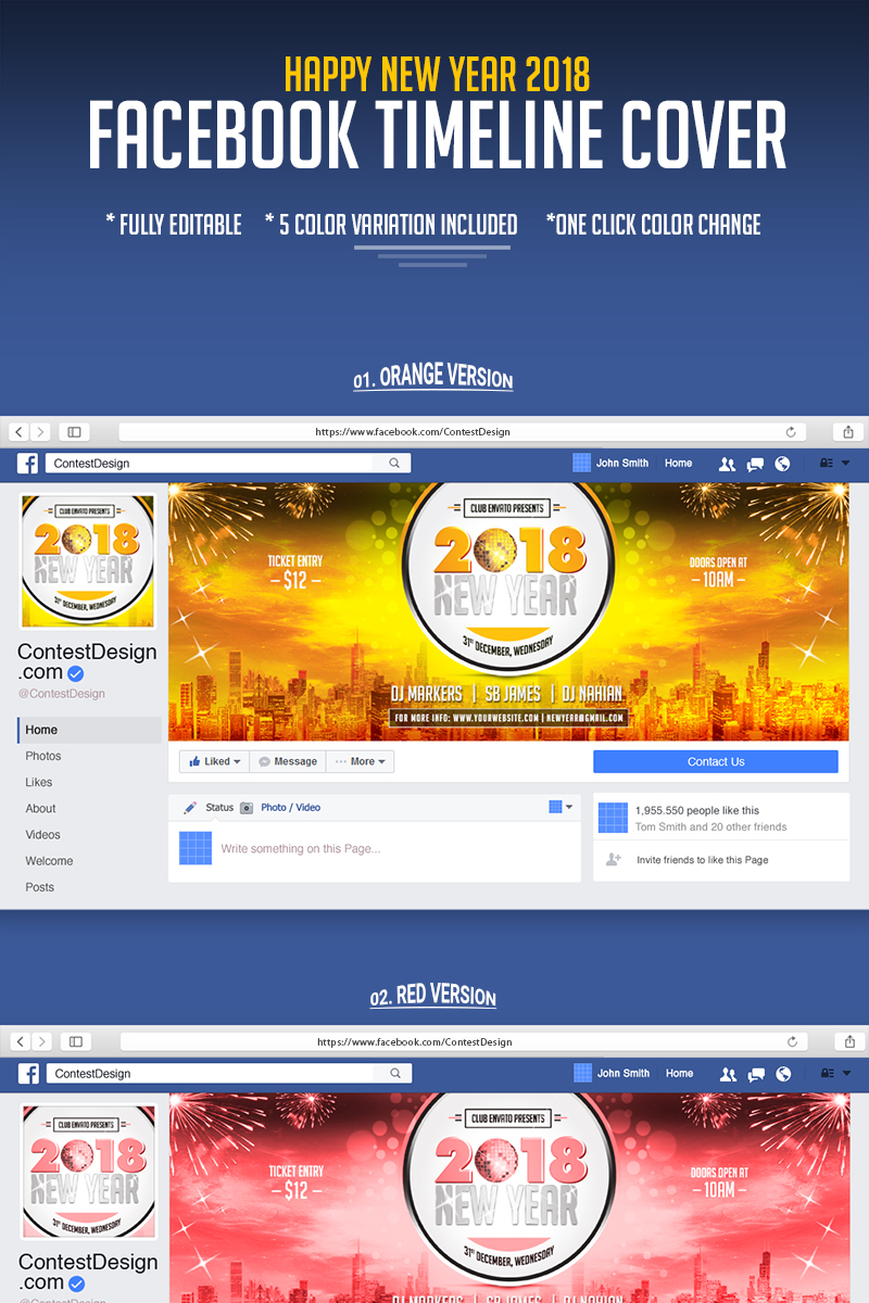 2018 Happy New Year Facebook Timeline Cover Design Social ...
