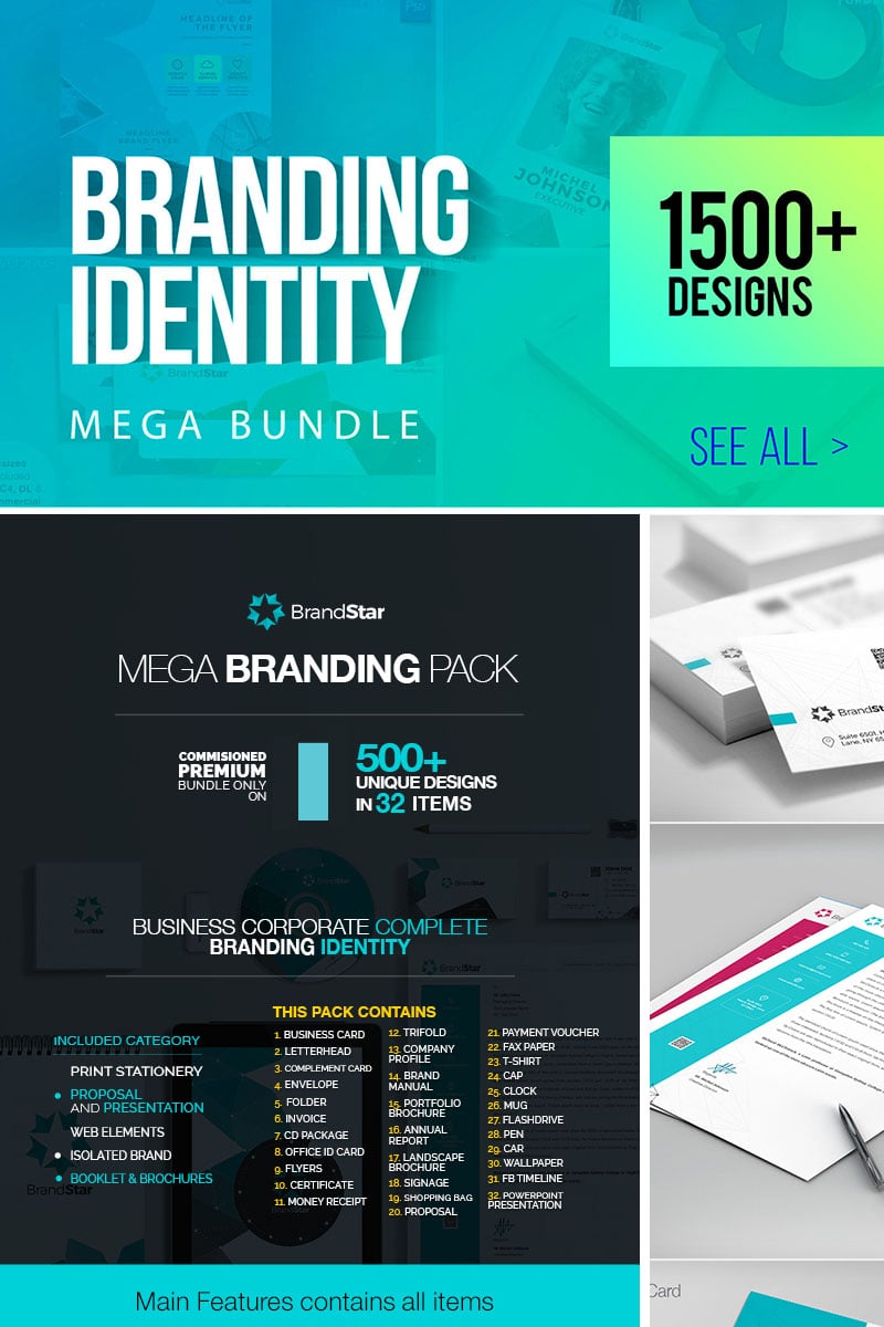 Plantilla De Identidad Corporativa "Corporate Branding Identity OneStop Mega" #67025