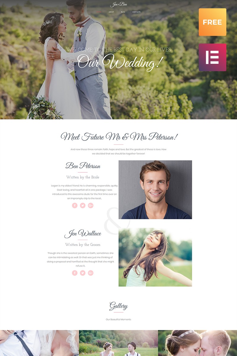Responsywny motyw WordPress Jen + Ben - Wedding Planner Elementor #67043 - zrzut ekranu