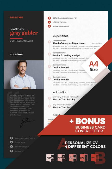 Template #67112 Resume Professional Webdesign Template - Logo template Preview