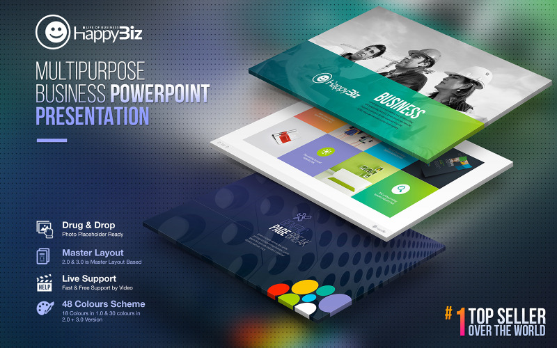 HappyBiz | Business Infographic Marketing PowerPoint template PowerPoint Template