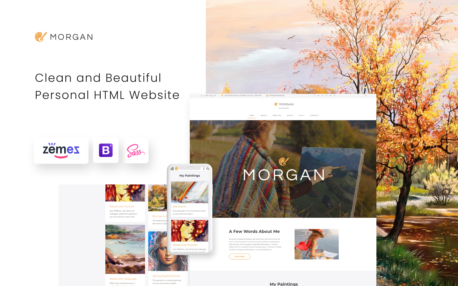 "Morgan - Artist Portfolio Multipage HTML5" - адаптивний Шаблон сайту №67197