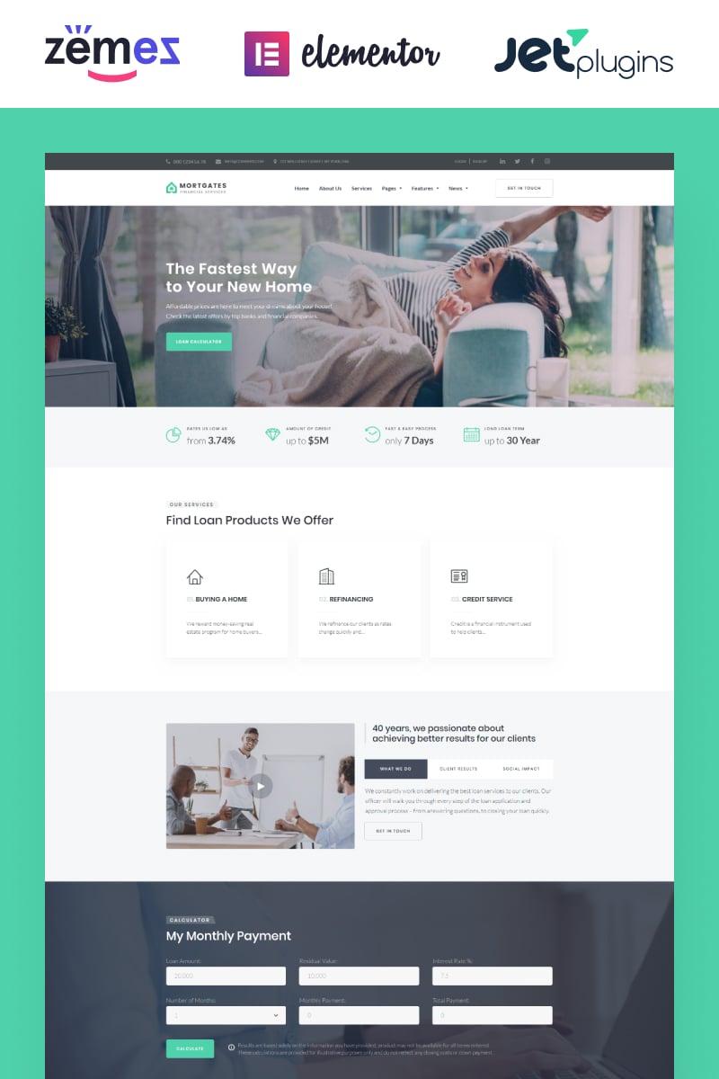 Mortgates - Financial Services with Elementor Builder WordPress Theme