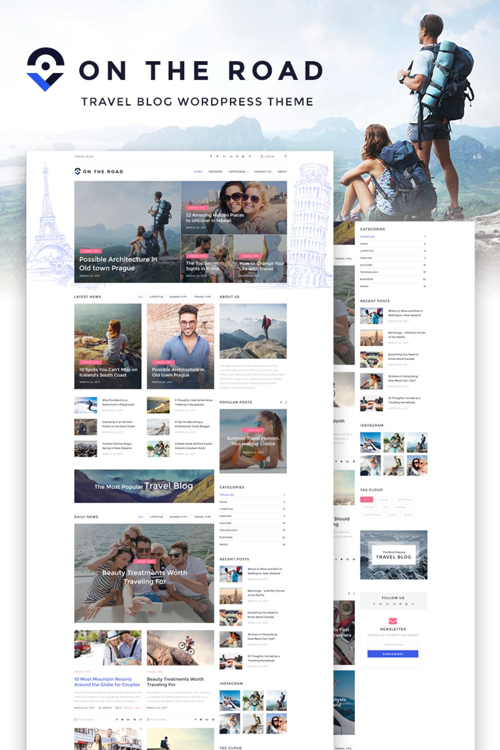 On The Road - Travel Blog WordPress Theme - screenshot