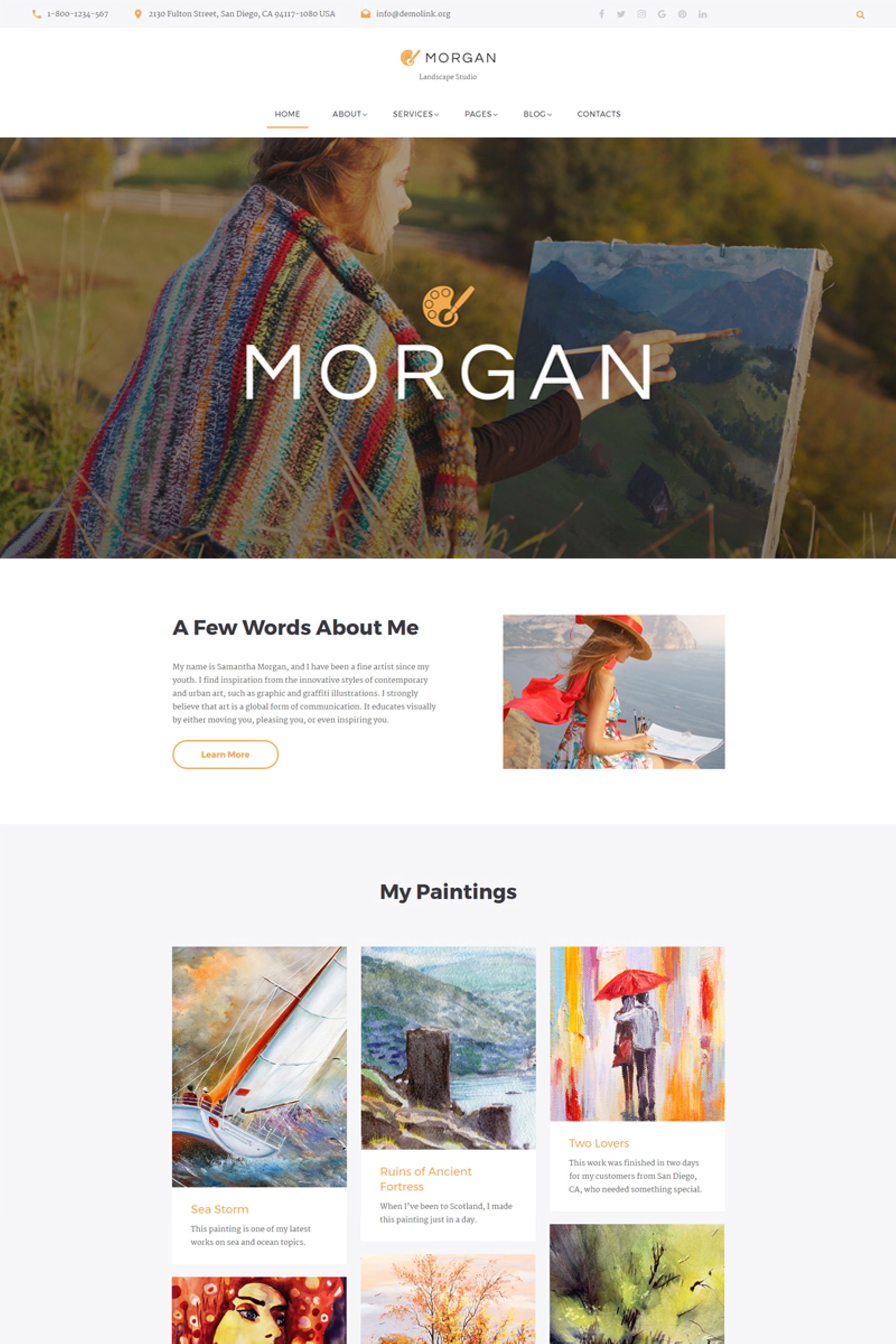 Responsive Morgan - Artist Portfolio Multipage HTML5 Web Sitesi #67197 - Ekran resmi