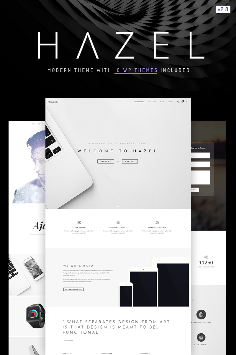 Tema WordPress Responsive #67167 "Hazel - Clean Minimalist Multi-Purpose"