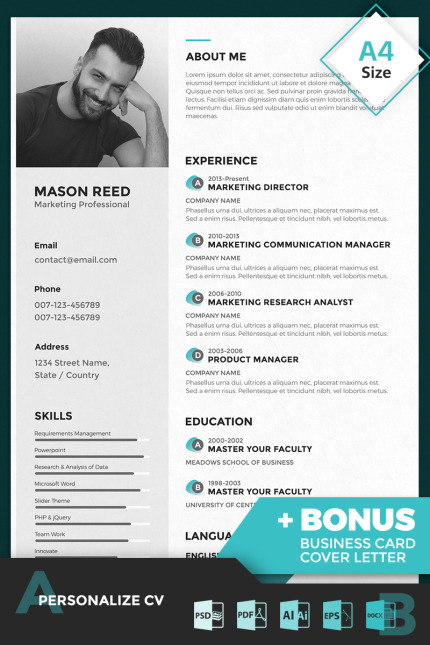 Template #67257 Resume Cover-letter Webdesign Template - Logo template Preview