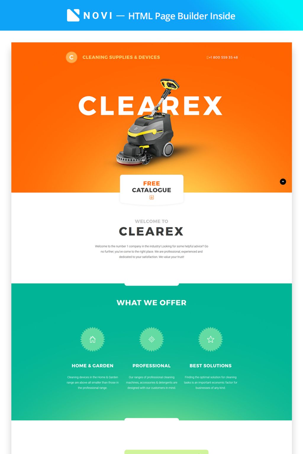 Clearex - Cleaning Supplies & Devices with Novi Builder Landing Page Template