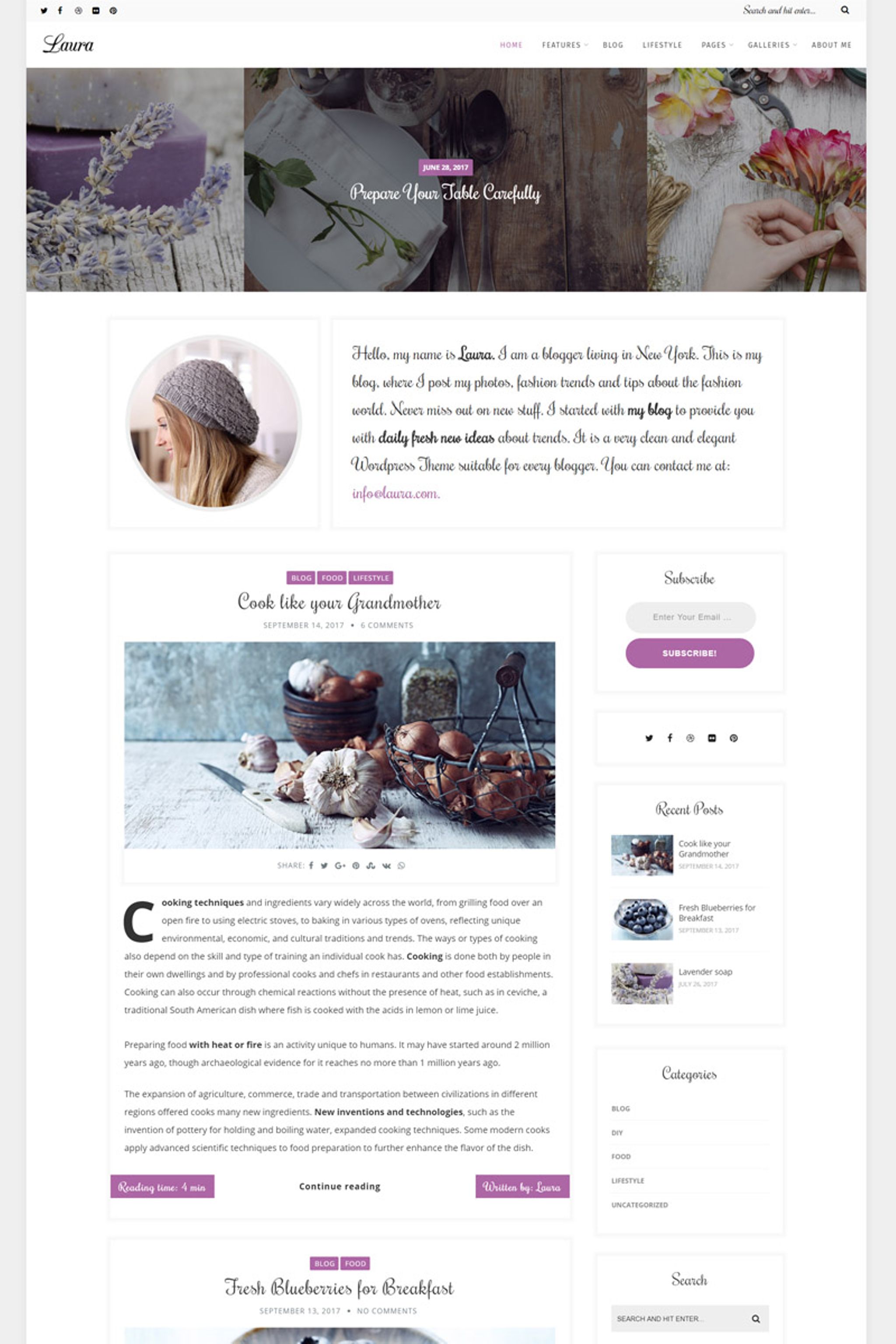 Laura - A Feminine Blog WordPress Theme - screenshot