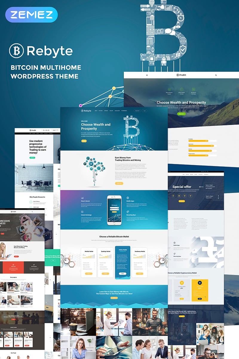 Rebyte Bitcoin Templates Tema WordPress №67289