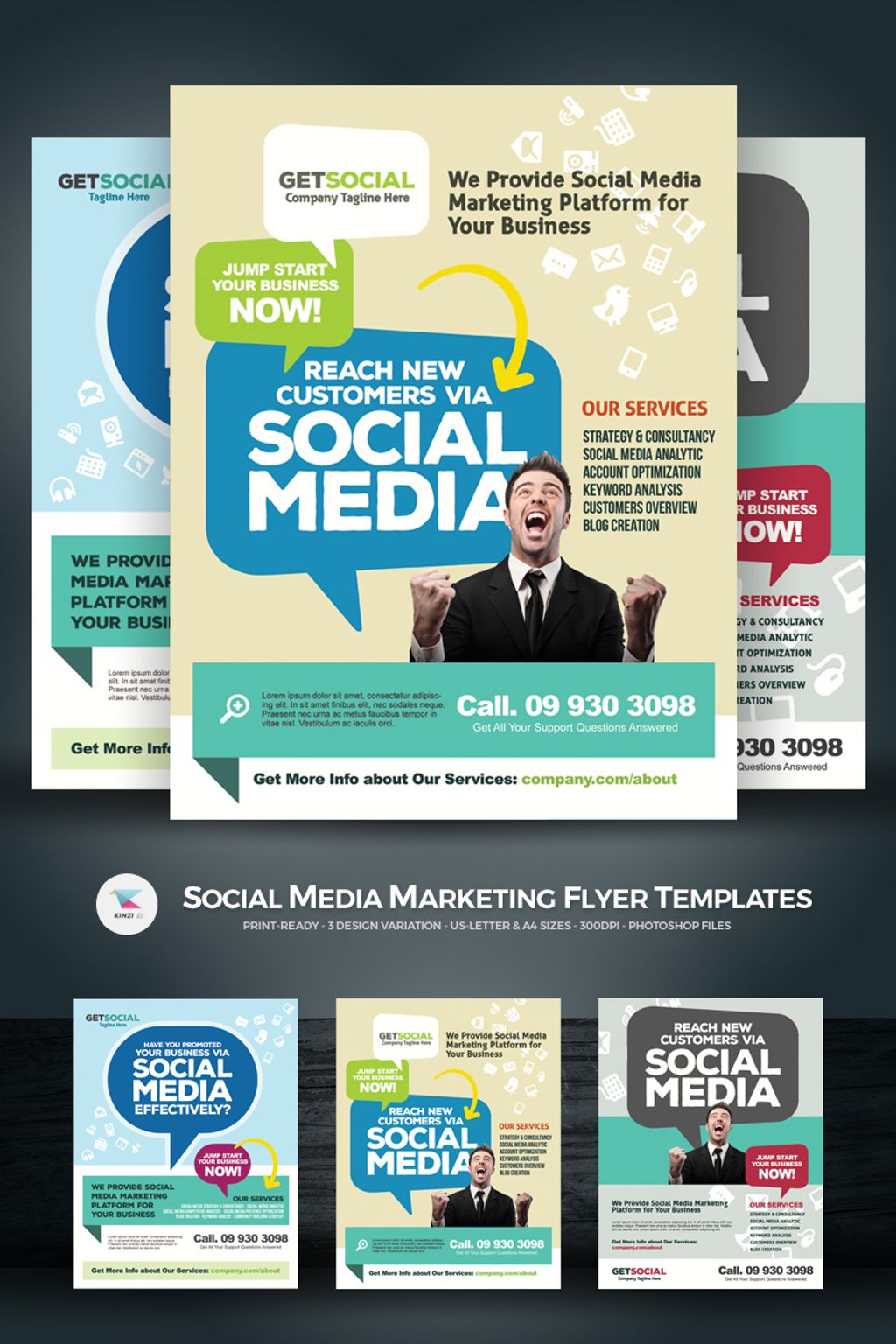 "Social Media Marketing Flyers PSD Template" PSD Template №67235