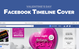 Valentine Party Event Night Club Facebook Timeline Cover Social Media Template