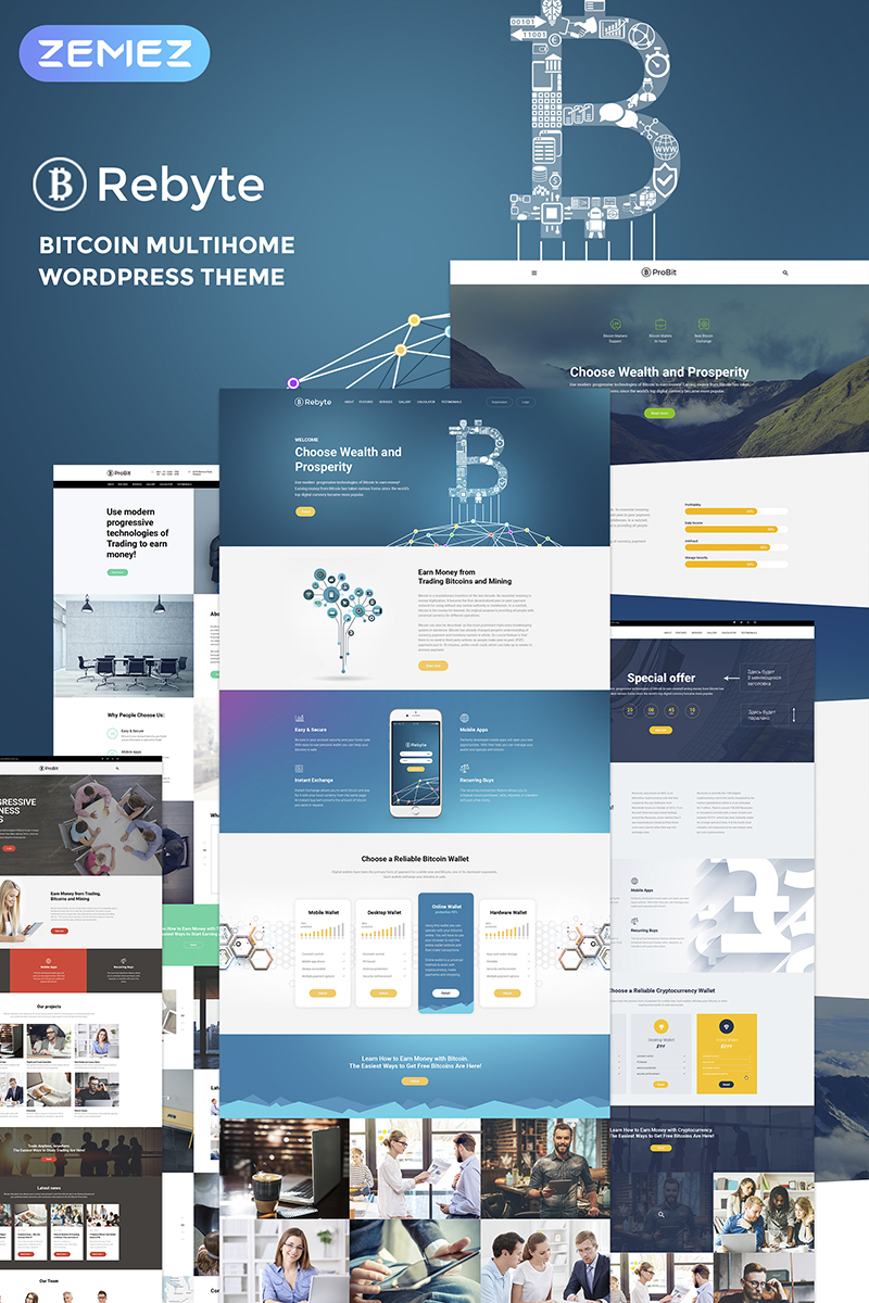 WordPress Theme namens "Rebyte Bitcoin Templates" #67289