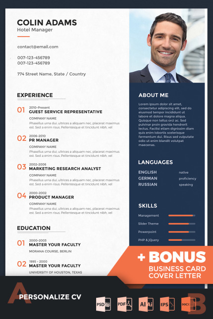 Template #67388 Resume Cv Webdesign Template - Logo template Preview