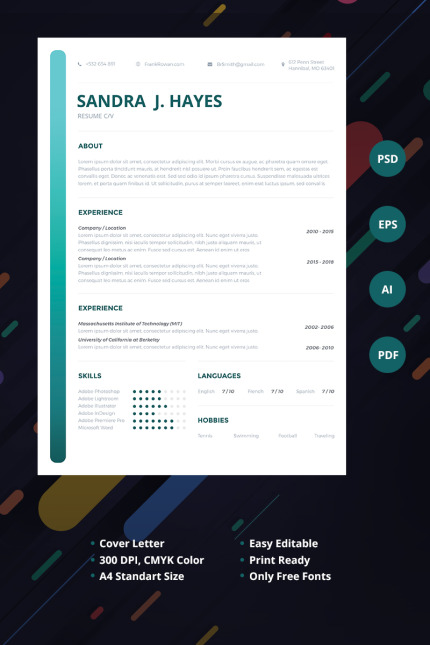 Template #67395 Resume Letter Webdesign Template - Logo template Preview