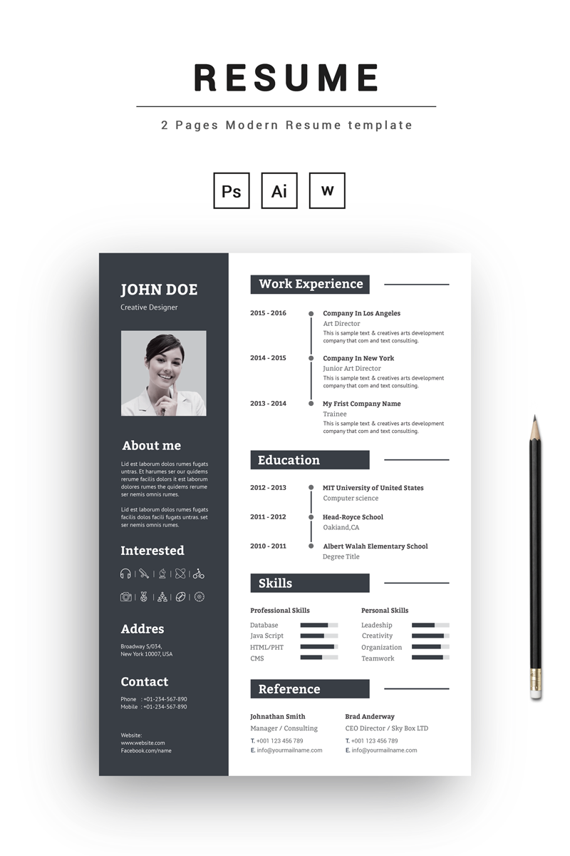 2 Pages Modern - Resume Template