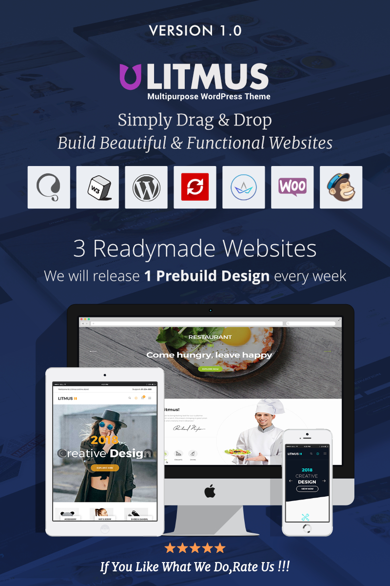 "Litmus - Creative Multipurpose" - WordPress шаблон №67369