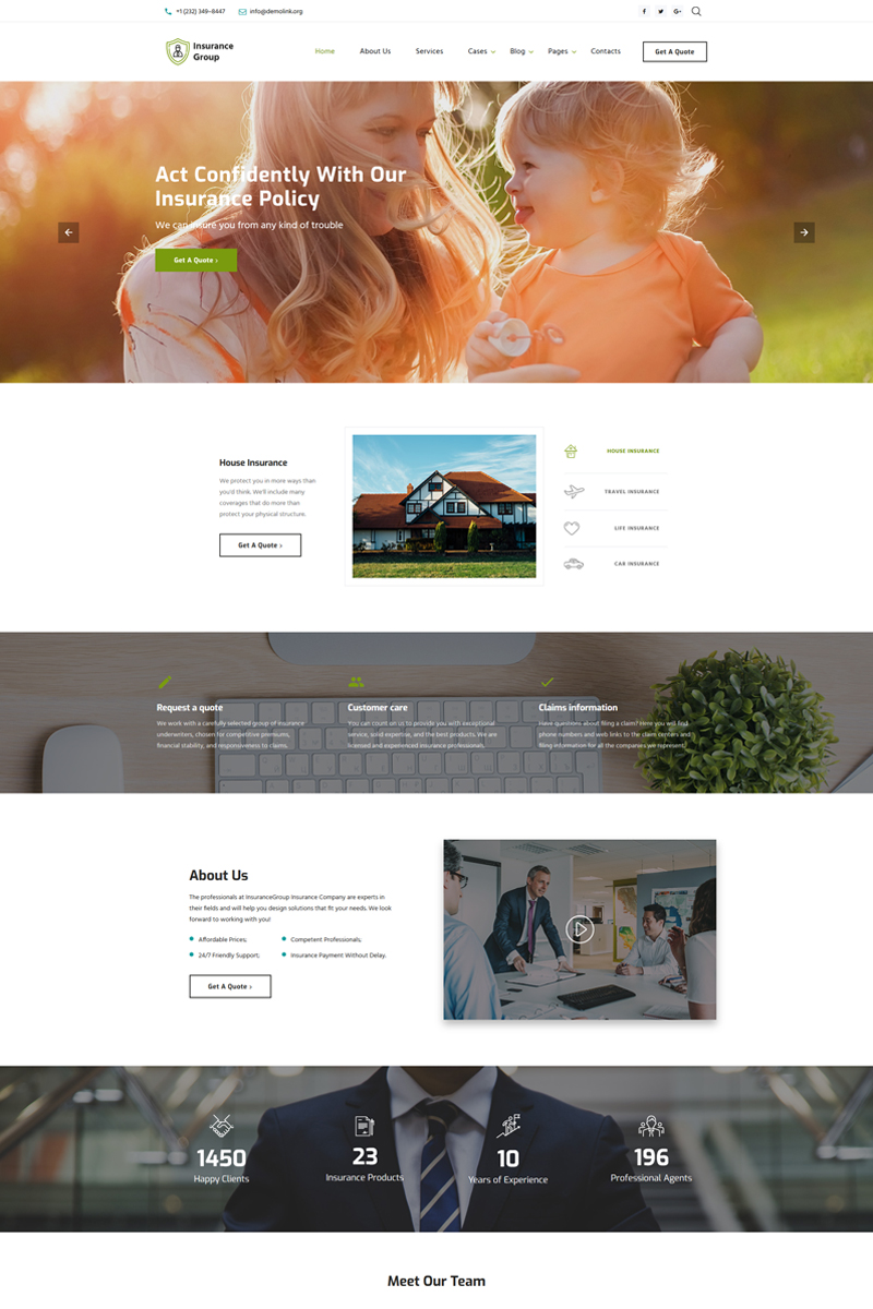 Modello Siti Web Responsive #67394 "Insurance Group - Sophisticated Insurance Conpany Multipage HTML"
