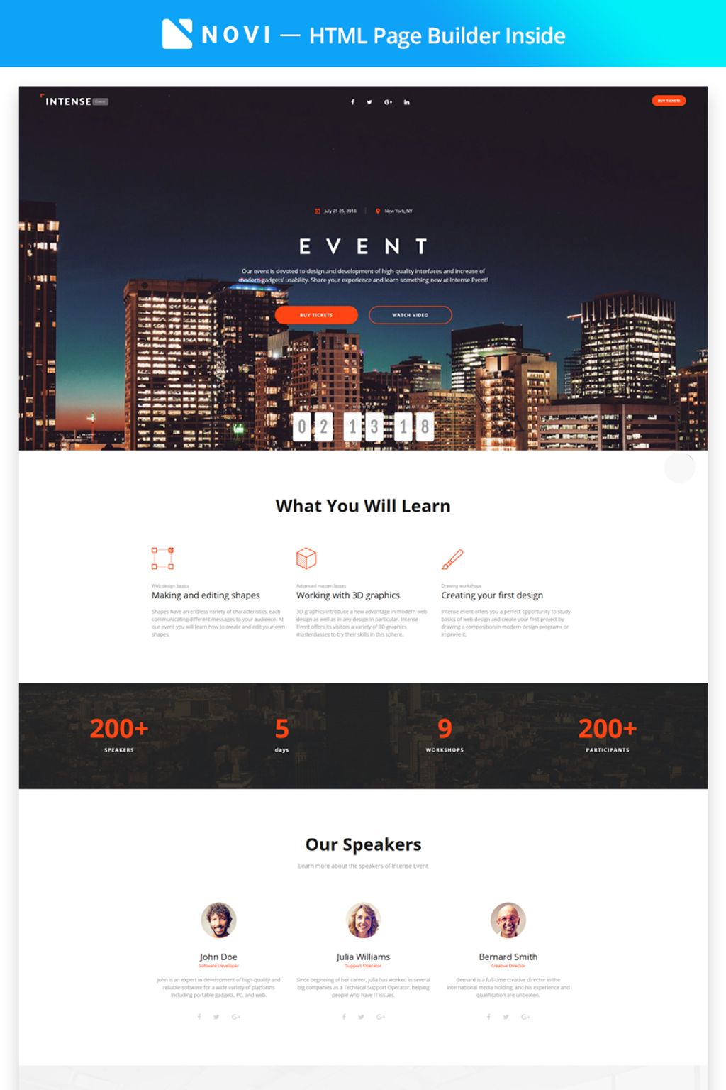 Plantilla Para Página De Aterrizaje "Intense Event - Event Planner with Novi Builder" #67320