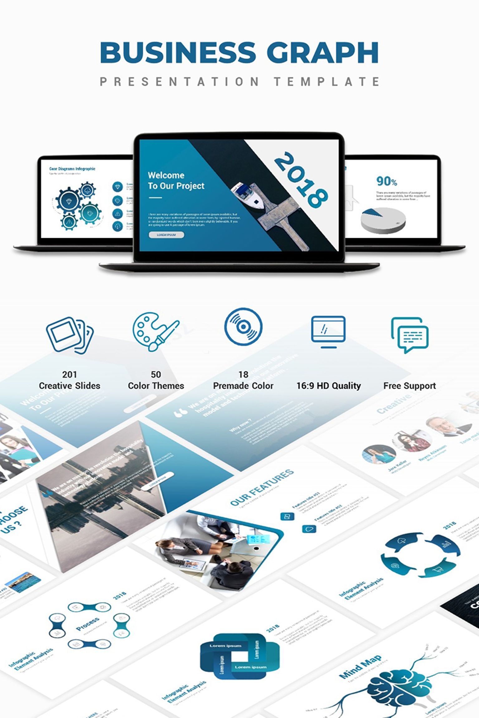 PowerPoint Vorlage namens "Business Graph Presentation" #67383 - Screenshot