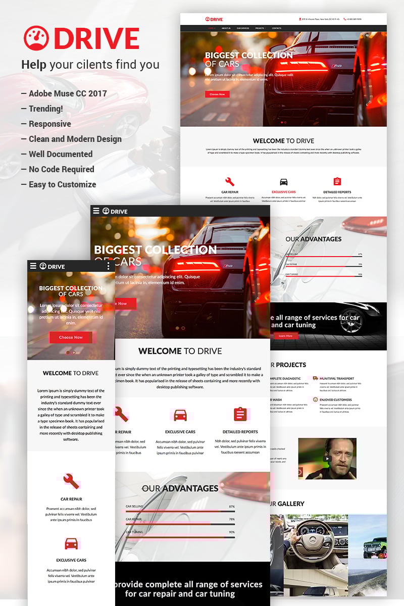 Reszponzív Drive - Car Repair & Tuning Muse sablon 67379