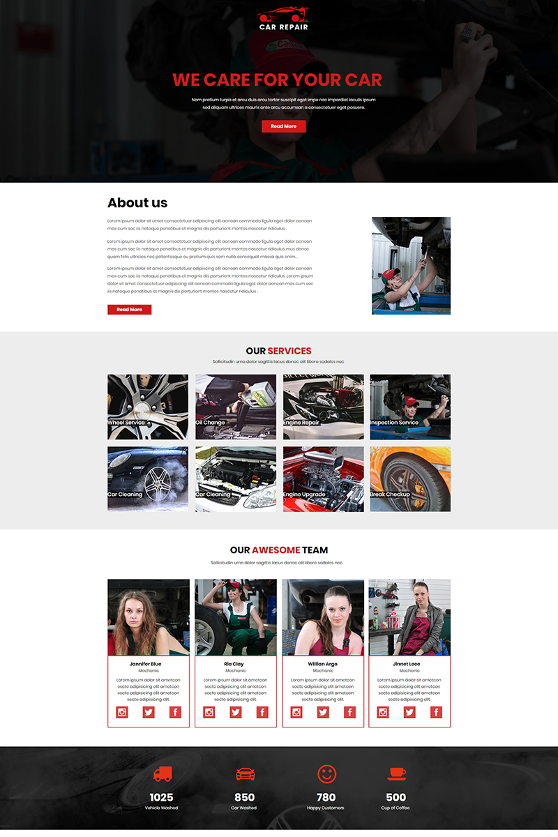 "Car Repair" Unbounce模板 #67447 - 截图