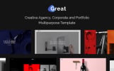 Great - Creative Agency, Corporate and Portfolio Multipurpose Bootstrap Website Theme Small Screenshot Great - Creative Agency, Corporate and Portfolio Multipurpose Website Template