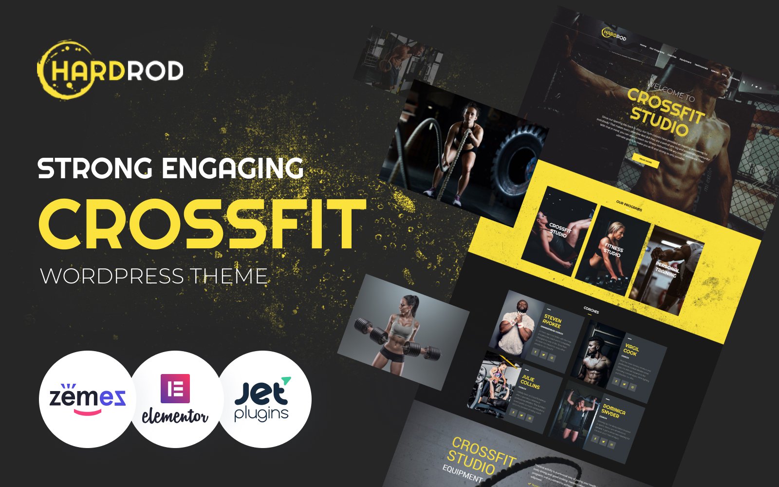 "Hardrod - Dynamite Fitness & Bodybuilding" - адаптивний WordPress шаблон №67404