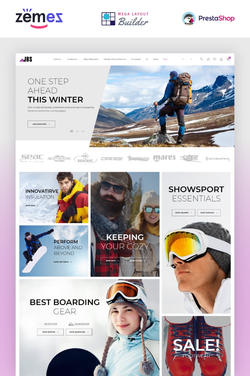 PrestaShop Theme namens "JBS - Winter Sports Equipment" #67439 - Screenshot