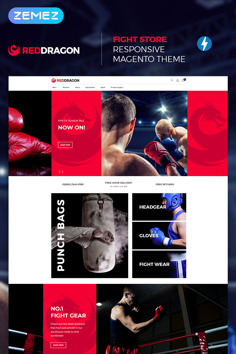Responsywny szablon Magento RedDragon - Martial Arts Shop #67400