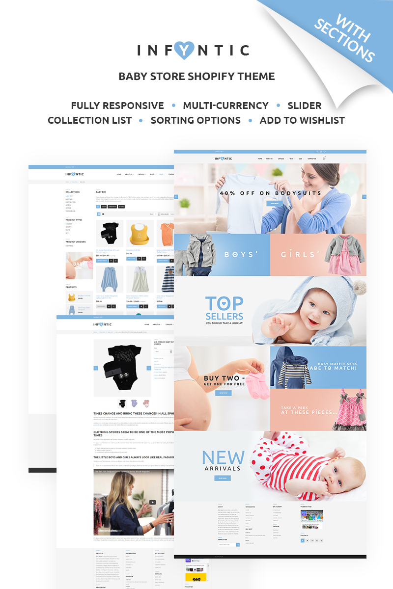 Shopify Theme namens "INFYNIC - Calm Baby Clothing Online Shop" #67441
