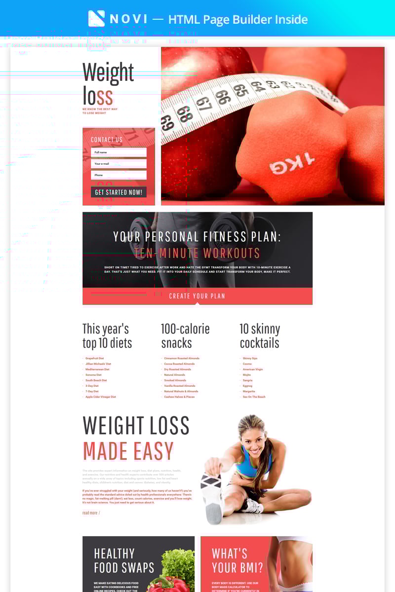 "Weight Loss - Simple Weight Loss Program Compatible with Novi Builder" - адаптивний Шаблон цільової сторінки №67442