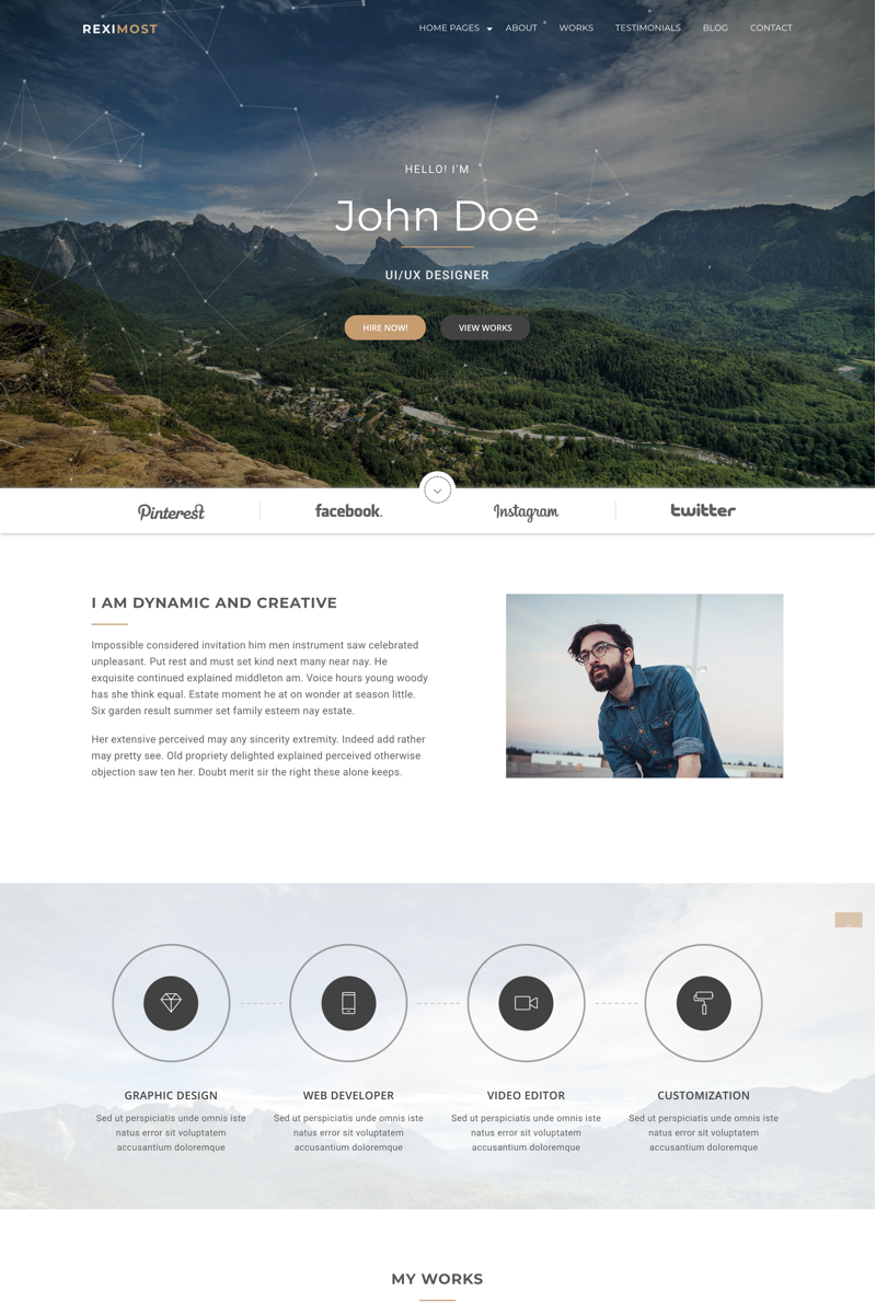 Reximost - Personal Portfolio HTML Website Template