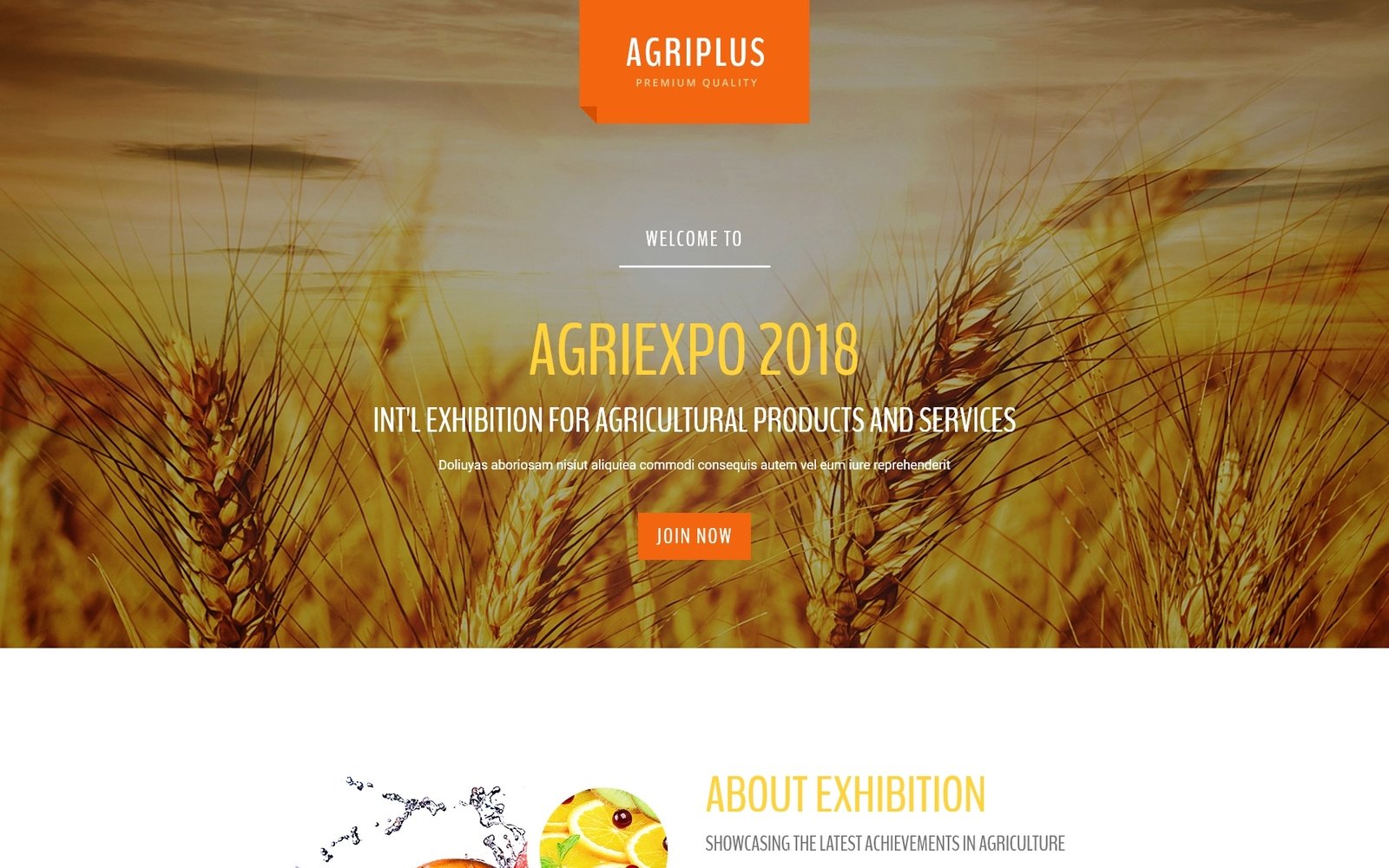 "Agriplus - Impressive Agriculture Exhibition with Built-In Novi Builder" - адаптивний Шаблон цільової сторінки №67554