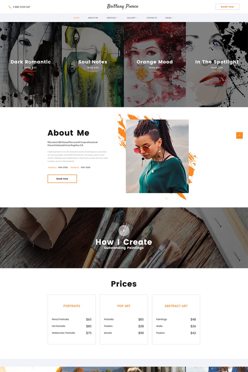 Brittany Pierce - Artist Portfolio Multipage HTML5 №67551
