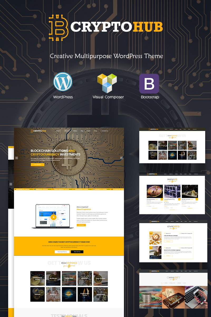 Responsywny motyw WordPress CryptoHub - Cryptocurrency #67590 - zrzut ekranu