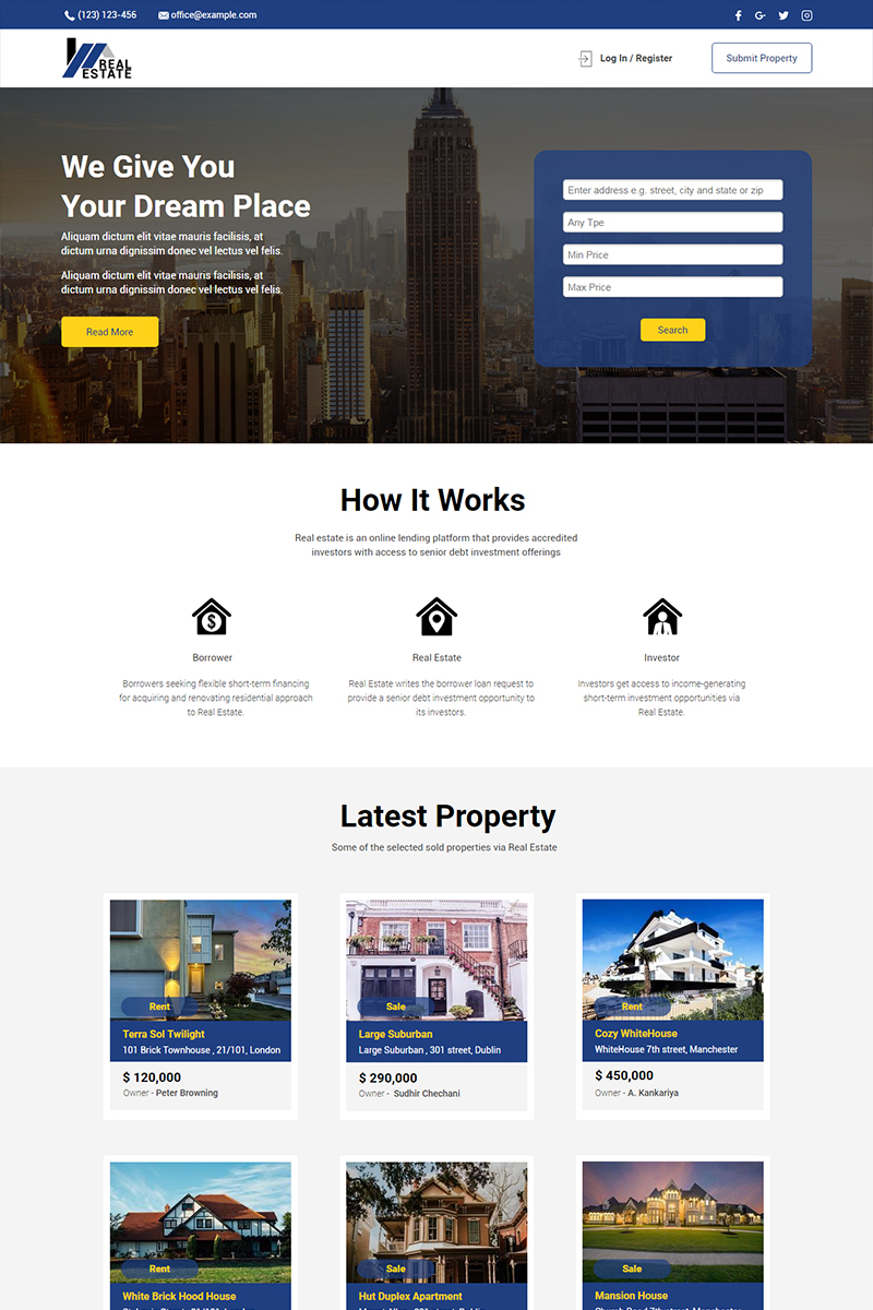 Responzivní Unbounce šablona "Real Estate" #67580 - screenshot