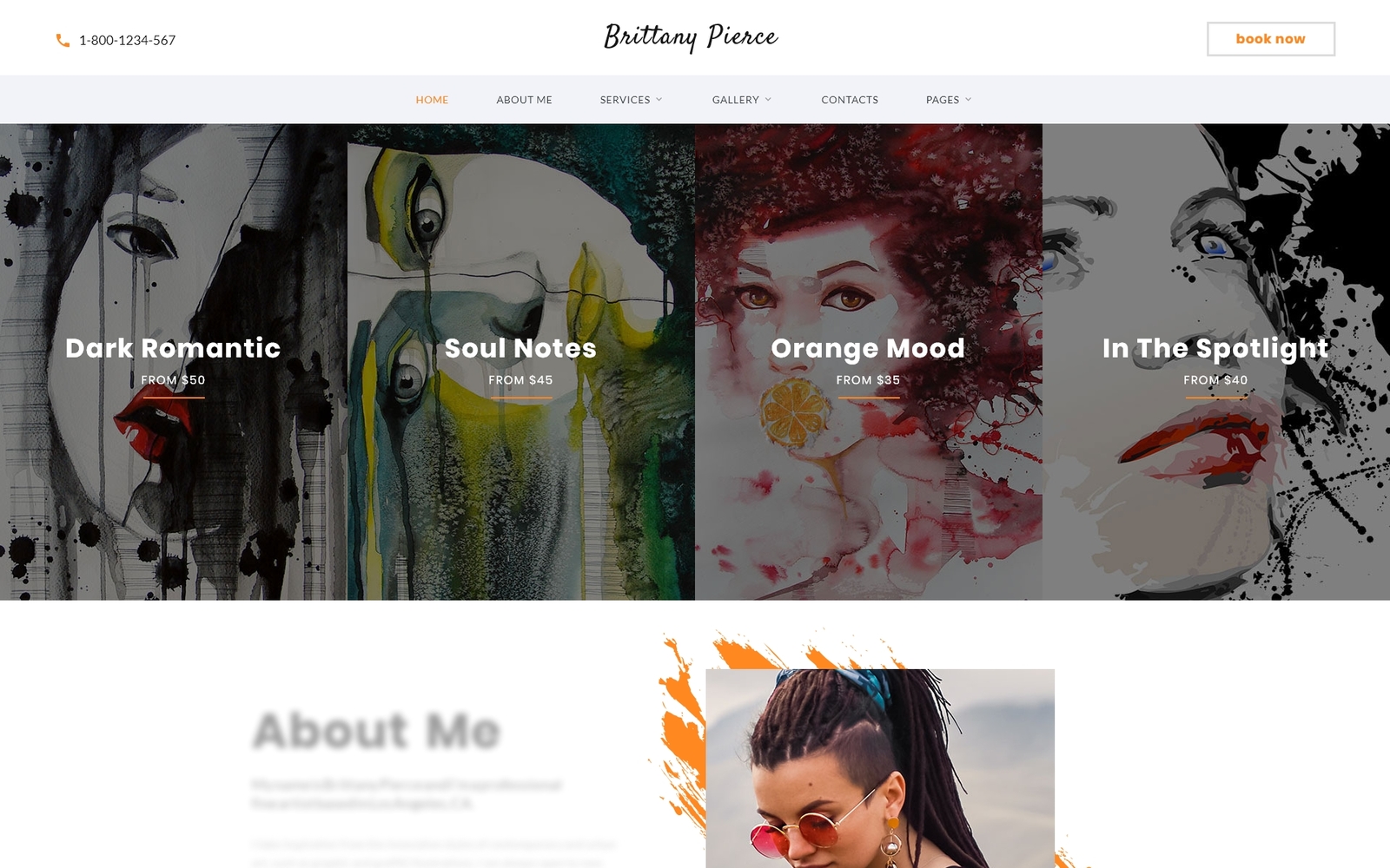 Reszponzív Brittany Pierce - Artist Portfolio Multipage HTML5 Weboldal sablon 67551