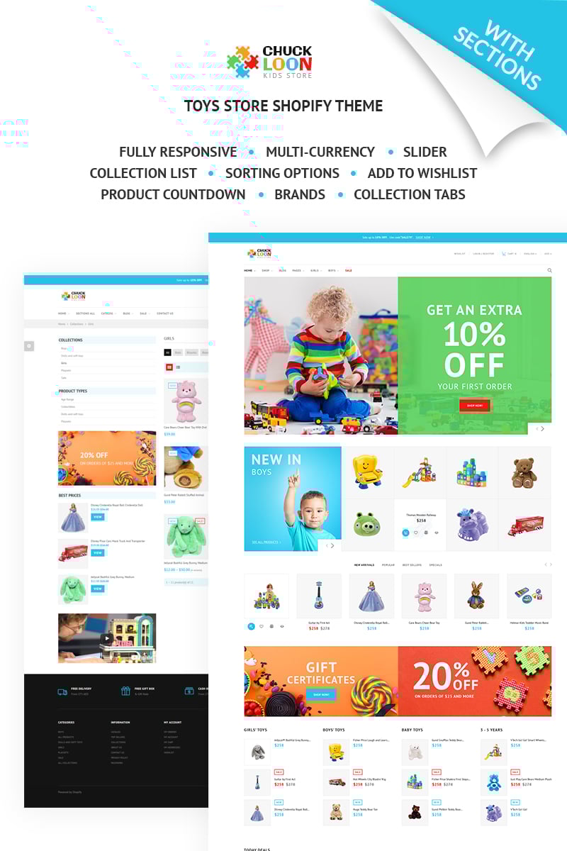 Shopify Theme namens "Chuck Loon - Responsive Toys & Children Clothes Online Store" #67583