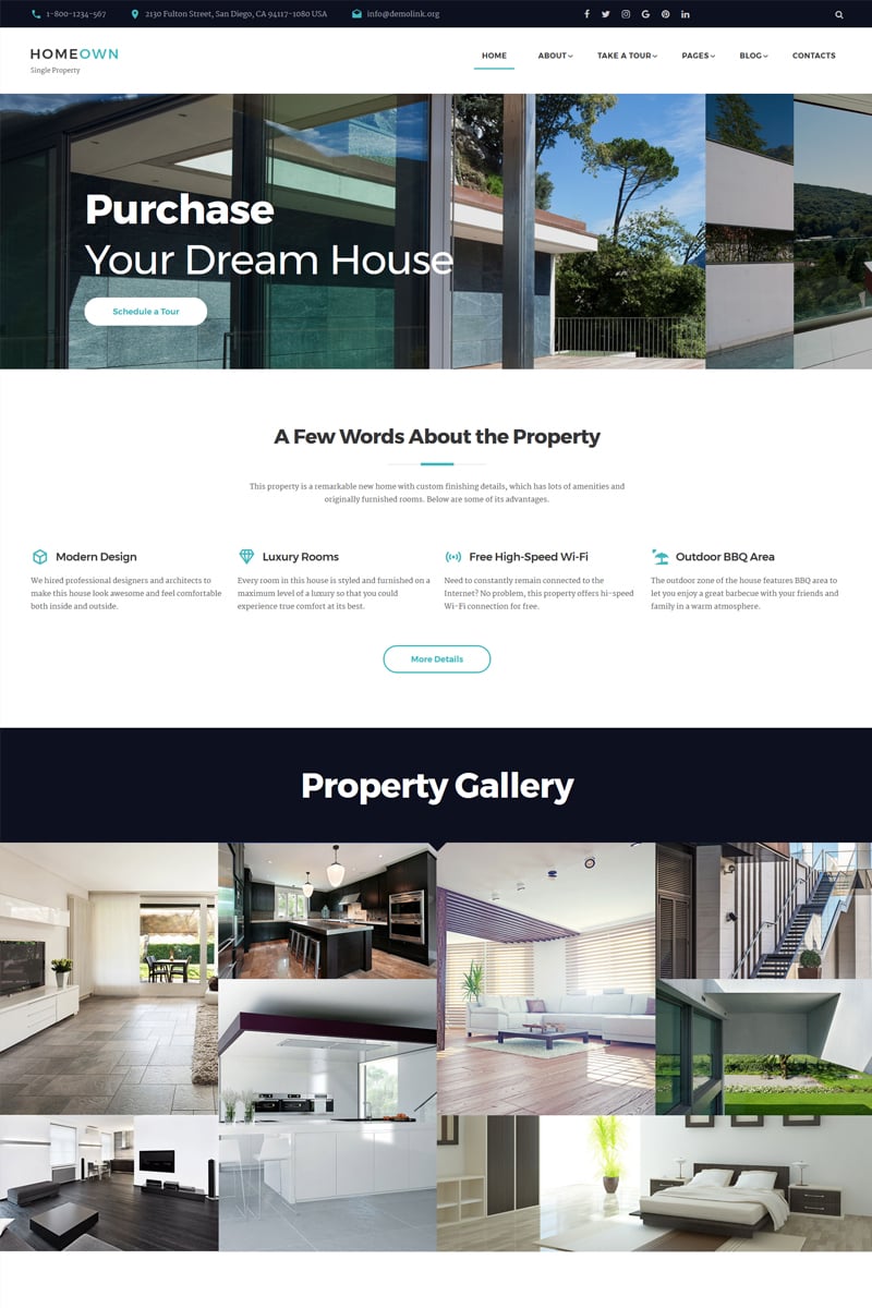 Website Vorlage namens "HOMEOWN - Luxury Single Property Selling Company Multipage HTML" #67585