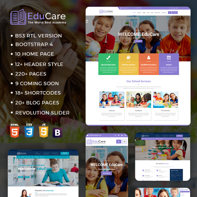 EduCare  -  Education With RTL Ready Website Template